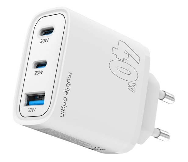 Mobile Origin GaN 40W Wall Charger MO13 1 USB-A + 2 USB-C FRL-GAN40W-MO13 - 1319536 - zdjęcie 2
